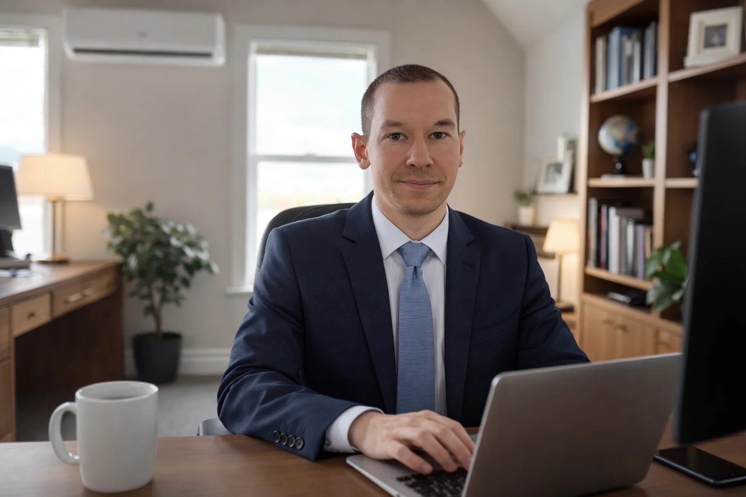 John Teague, founder of RankFrost, working at his desk in Denver Colorado