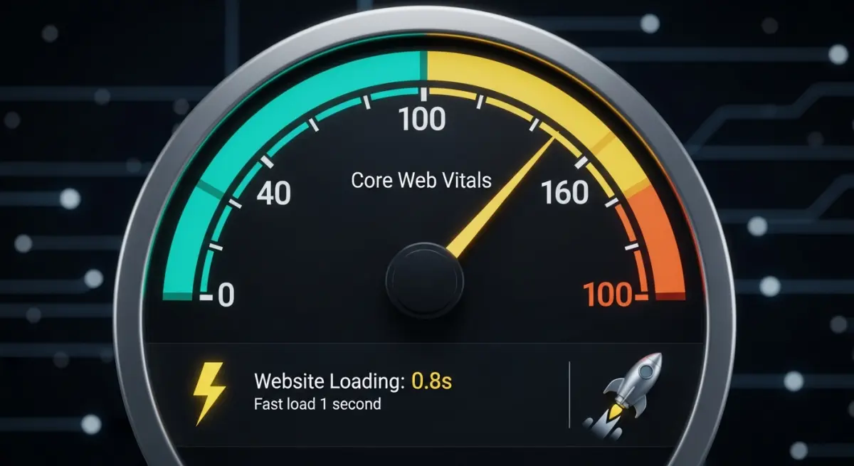 Rocket launching from a webpage representing fast technical SEO and instant page loading